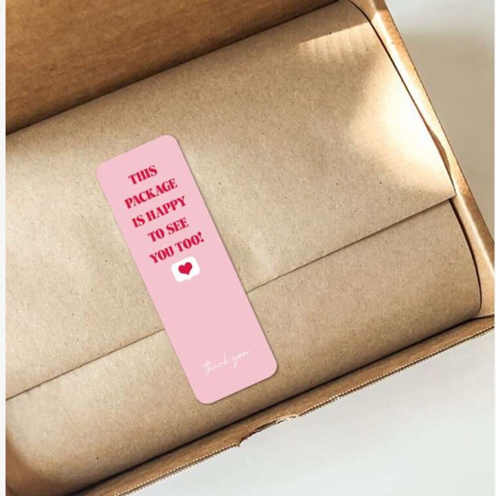 Pink 'Package Happy To See You' Stickers Set of 90 - Cute Thank You Labels